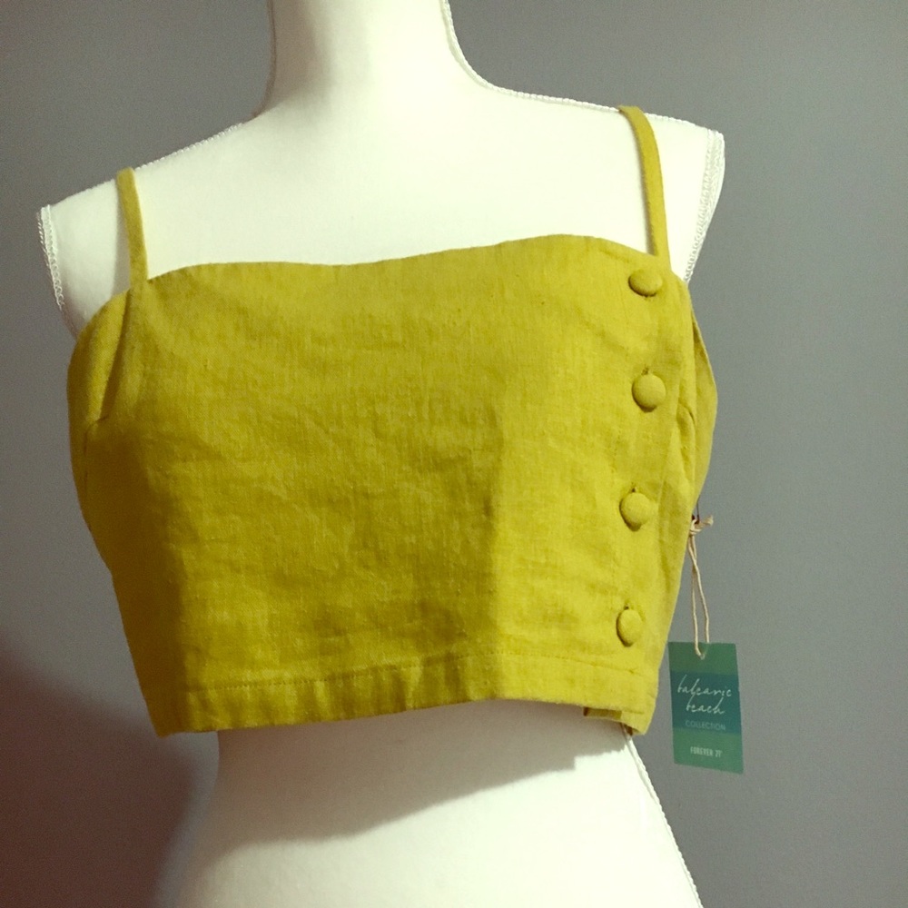 NWT Mustard Yellow Crop Top Large